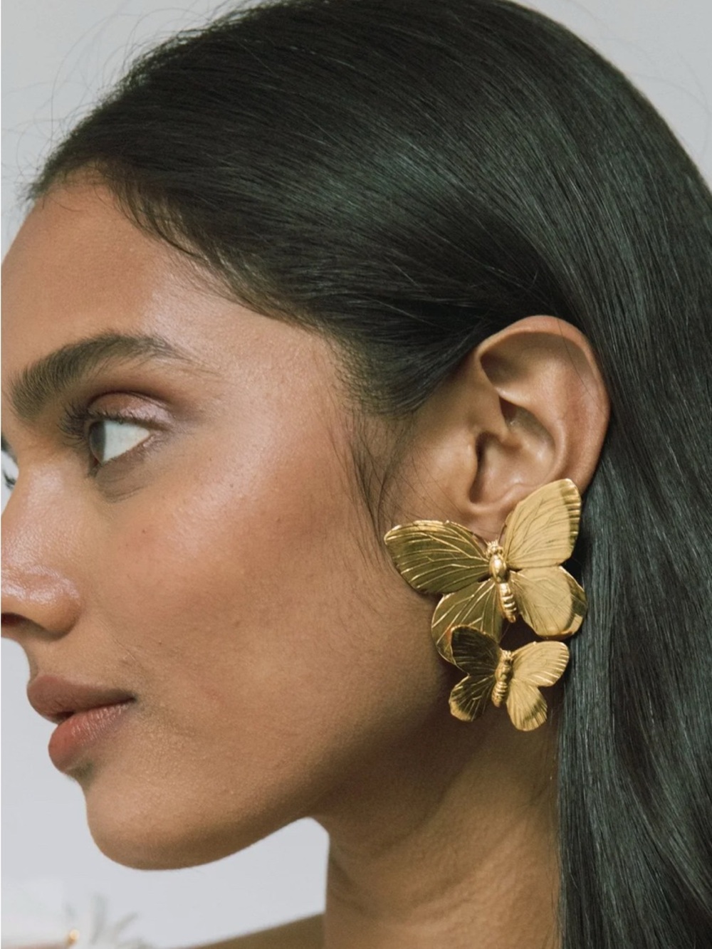 Jennifer Behr Gold Double Papillon Butterfly Earrings